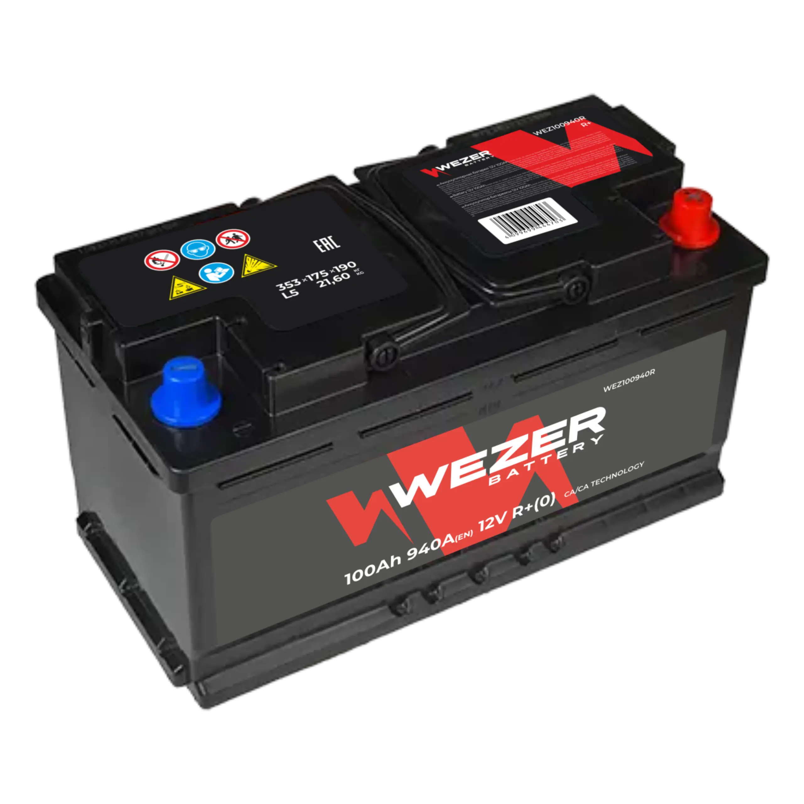 Аккумулятор WEZER 100AH 940A (R)