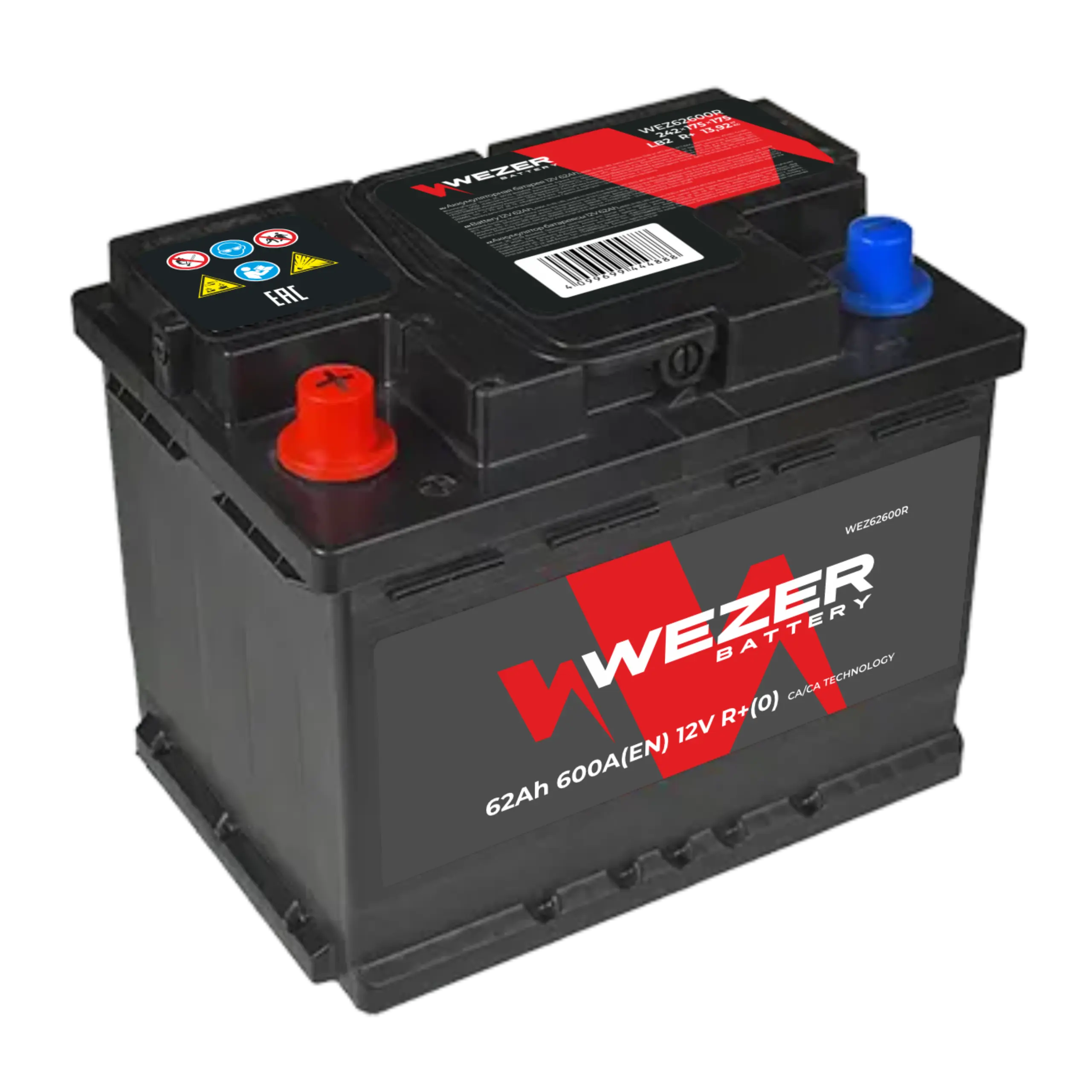 Аккумулятор WEZER 62AH 600A (R)